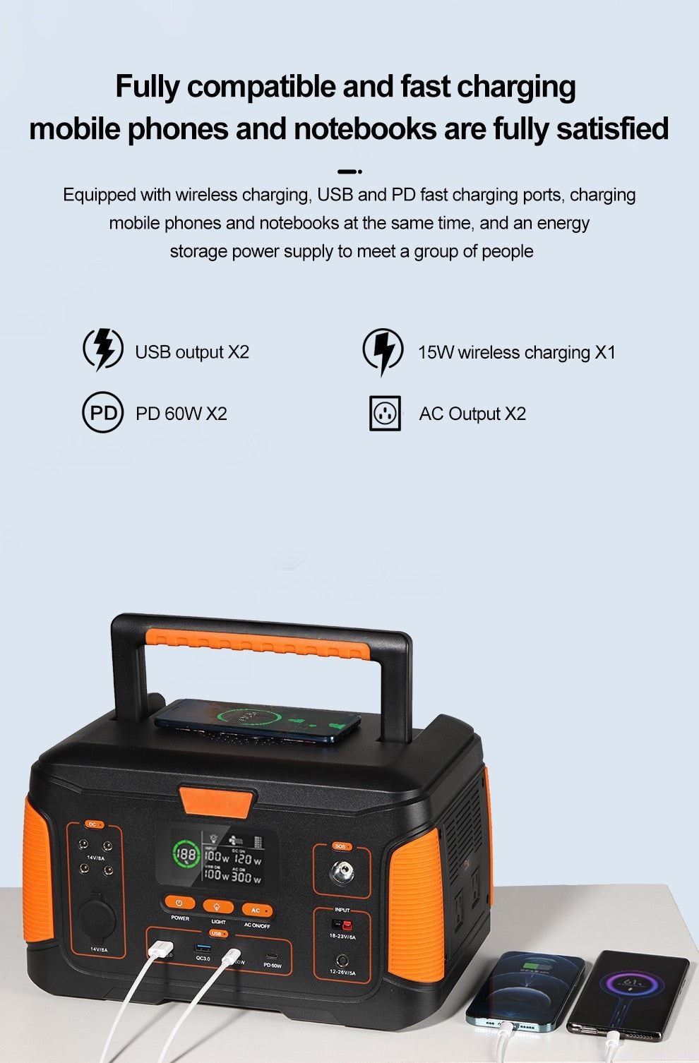 Outdoor Portable Power Station + Folding Solar Charging Panel BUNDLE